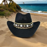 Beach Cowboy Black Cowgirl hat Custom Summer hat Coastal cowgirl Jeweled hat Personalized Embellished Vacation Resort wear Island Luxe