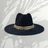 Fedora Beach hat Black Panama hat Jewled Personalized hat Embellished Boho Festival hat Resort wear Cruise hat Summer beachy Accessories