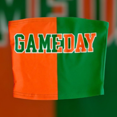 U Miami crop tops Canes crop top UM Bandeau Canes top Hurricanes crop top U Miami bandeau orange and green bandeau one shoulder crop top