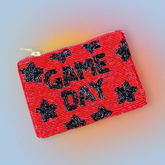 Game Day pouch beaded white coin purse Gameday coin pouch wristlet for game day zipper pouch wallet for game day coin purse white and gold