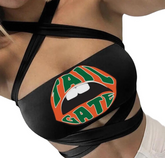 U Miami crop tops Canes crop top UM Bandeau Canes top Hurricanes crop top U Miami bandeau orange and green bandeau one shoulder crop top