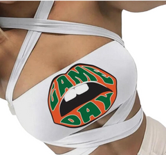 U Miami crop tops Canes crop top UM Bandeau Canes top Hurricanes crop top U Miami bandeau orange and green bandeau one shoulder crop top