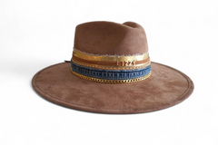 Custom western chic fedora Wide Brim Hat Luxury Fashion rancher hat Personalized Custom Gift Festival hat Elegant Boho Style Accessory denim