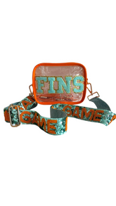 Game day bag Fins game day bag Dolphins purse Miami Dolphin's clear purse Dolphin's Stadium bag Miami Dolphin's crossbody purse Clear bag