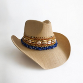 Coastal Cowgirl Beach Cowboy Hat Western Fashion Country Concert Festival Beach Outfit Jeweled bandana hat Embellished hat Bachelorette