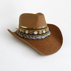 Coastal Cowgirl Beach Cowboy Hat Western Fashion Country Concert Festival Beach Outfit Jeweled bandana hat Embellished hat Bachelorette