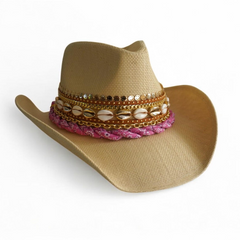 Coastal Cowgirl Beach Cowboy Hat Western Fashion Country Concert Festival Beach Outfit Jeweled bandana hat Embellished hat Bachelorette