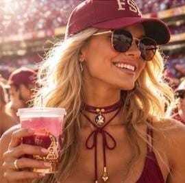 Fsu Wrap Necklace Gameday Jewelry College Team Logo Charm Cord Accessory Noles Fan Gift Women Tailgate Wear Florida State University Spirit