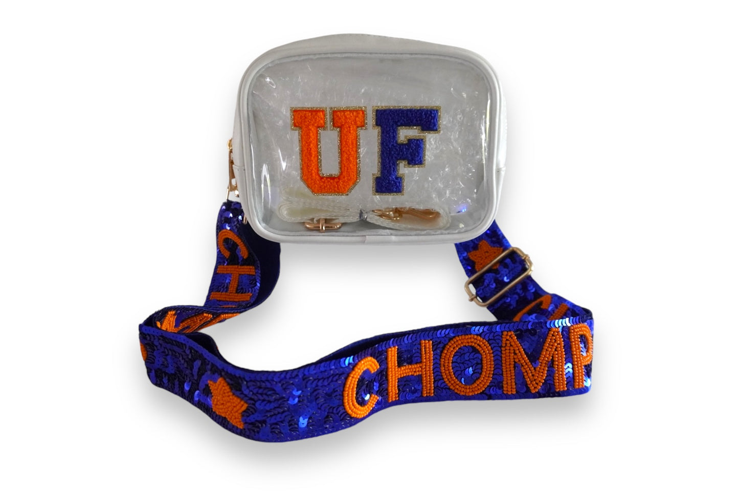 Sunkissed by Chrissy UF Game Day crossbody bag with beaded strap and logo detail, stylish accessory for game day outfits