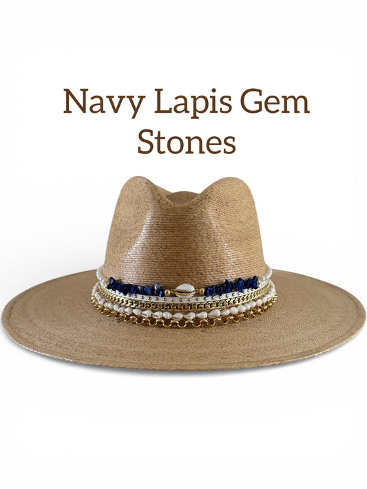 Wide brim Palm Panama hat with shell accents from Sunkissed by Chrissy, perfect for beach resort and vacation wear.