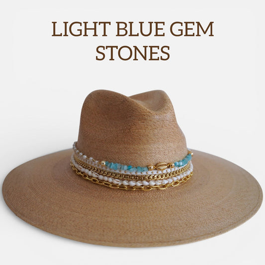 Wide brim Palm Panama hat by Sunkissed by Chrissy with shell accents, perfect for beach resort and vacation wear.