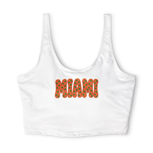 Miami Polka Dot Bubble Letter Sports Bra | Collegiate Retro Athletic