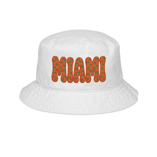 Copy of Polka Dot Bucket Hat with Bubble Letters | Embroidered Style | Miami Orange & Green