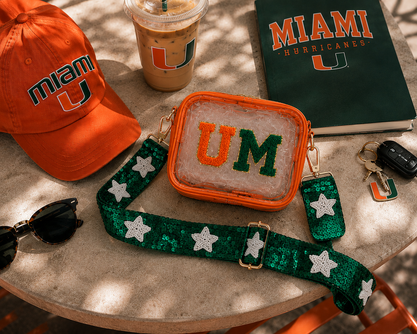 UM Hurricanes Clear Stadium Bag - University of Miami Game Day Purse - Orange Green - Stadium Approved Bed party
