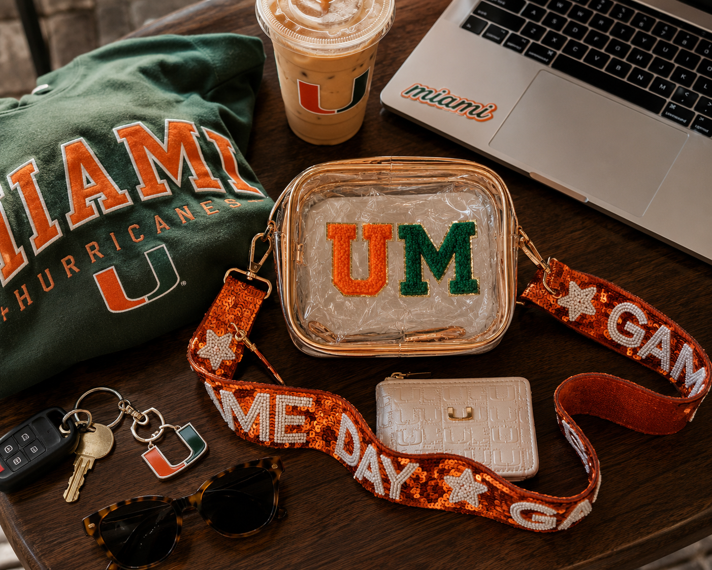 UM Hurricanes Clear Stadium Bag - University of Miami Game Day Purse - Orange Green - Stadium Approved Bed party