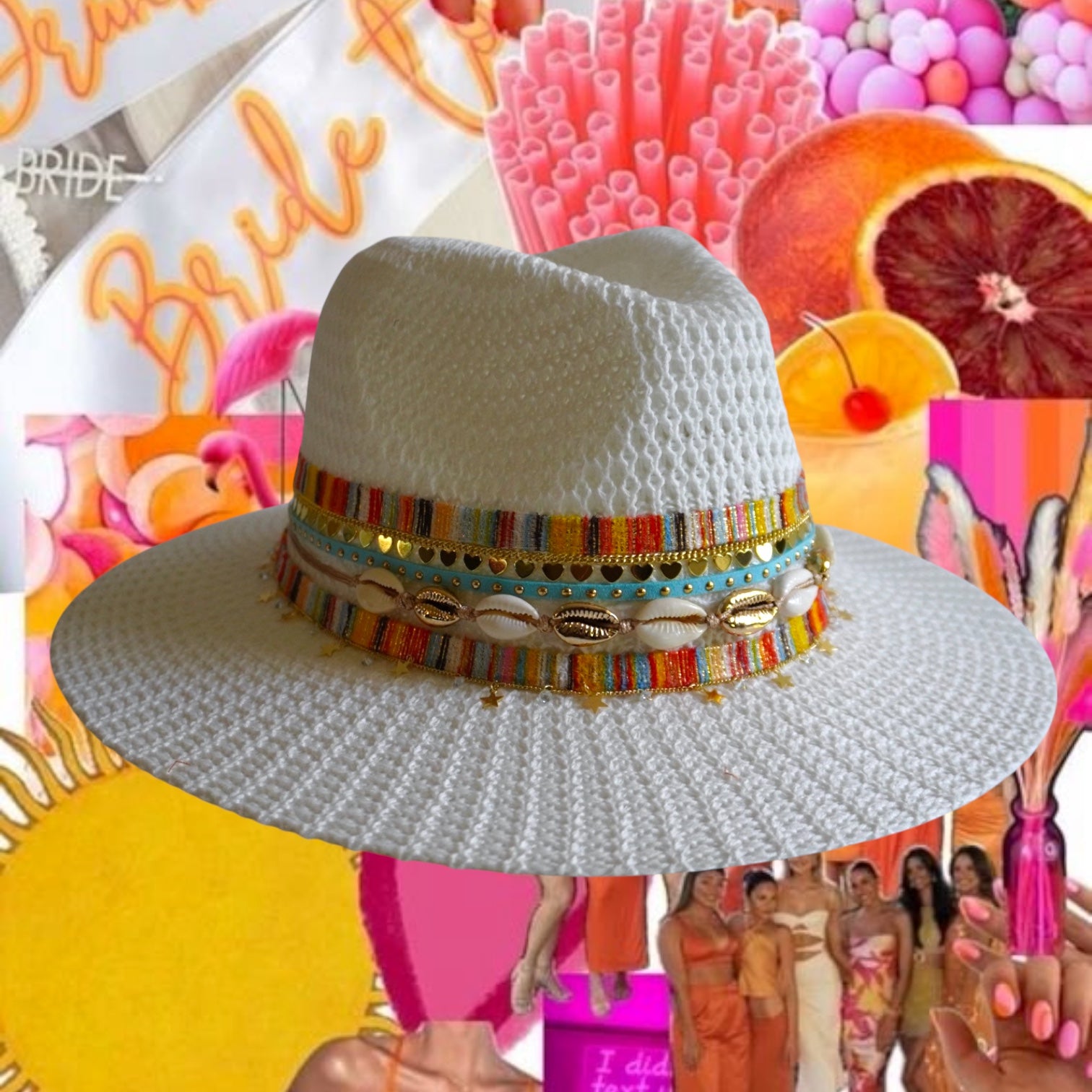 White Fedora Knit Fedora White Panama hat White Summer hat Jeweled hat Customized fedora Personalized Panama hat Wide brim hat Embellished