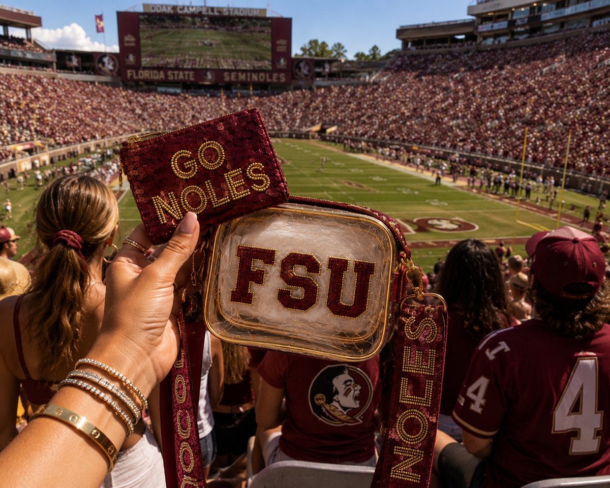 FSU clear stadium bag with sequin strap by Sunkissed by Chrissy, photo 14