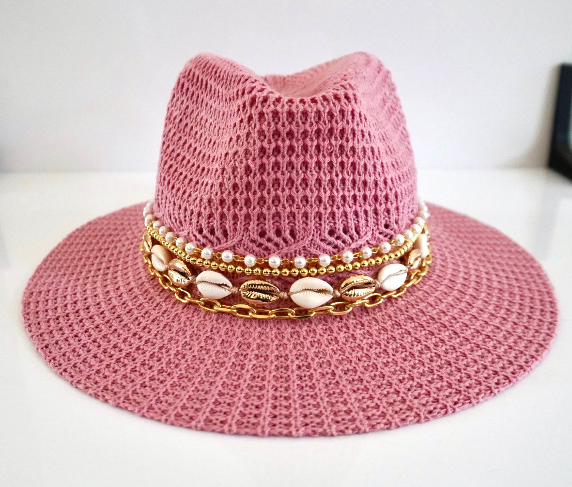 Beach Summer Fedora Panama hat Honeymoon Embellished Boho Festival Vacation Cruise Tropical Island Resort Wear Coastal Boutique Island Hat