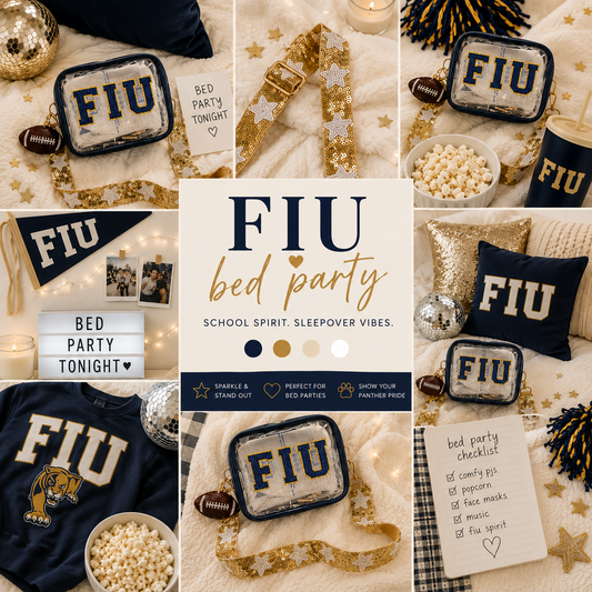 FIU Panthers Clear Stadium Bag - Florida International University Game Day Purse - Navy Gold - Stadium Approved