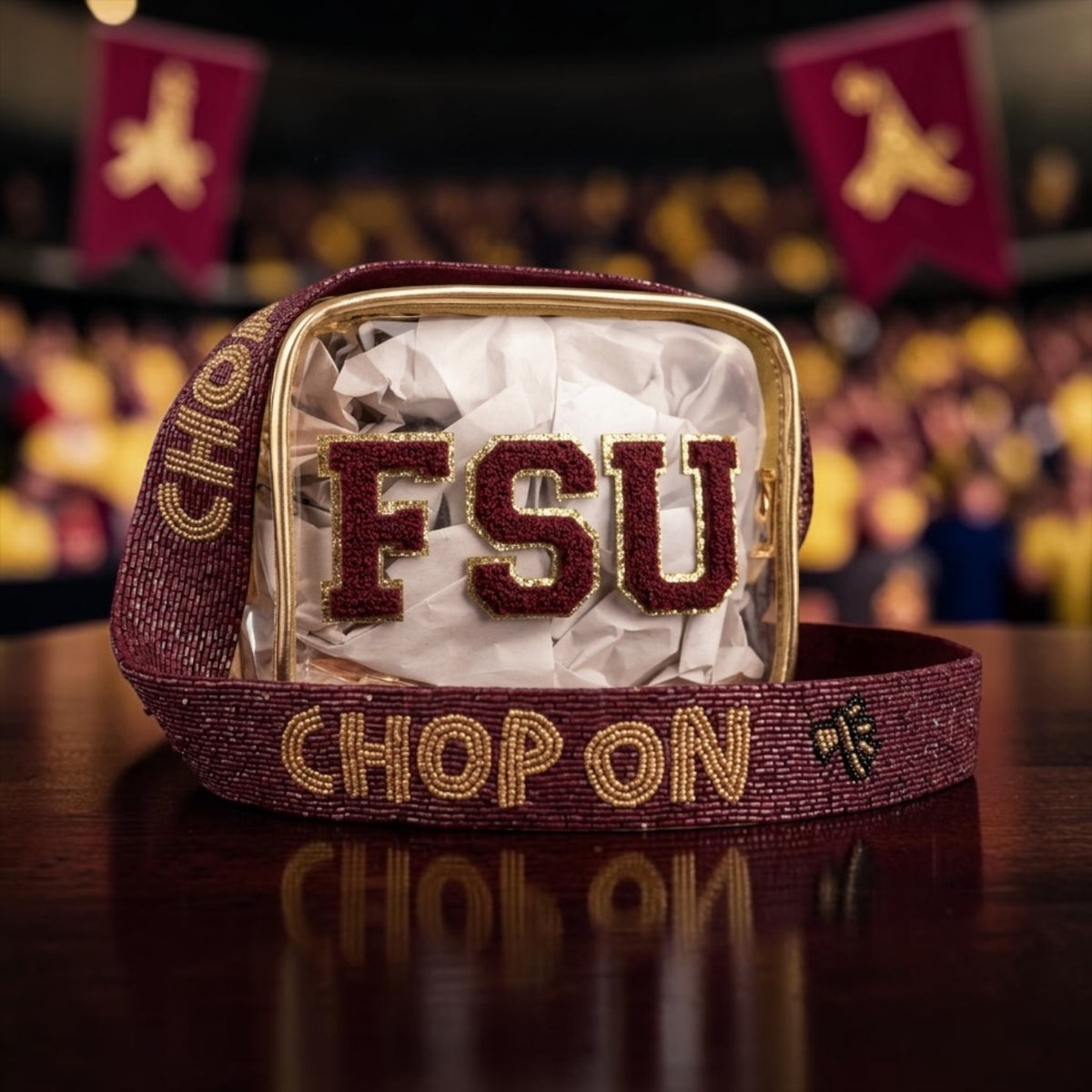 FSU Clear Stadium Bag Florida State Game Day Sequin Strap Purse Garnet Gold Noles Crossbody Clear Approved bag Team Spirit bag Concert clear bag