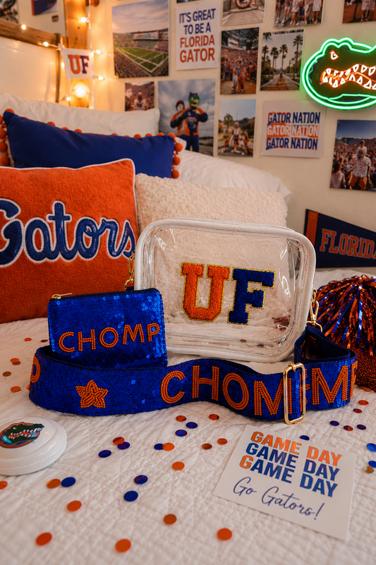 UF Gators Clear Stadium Bag - University of Florida Game Day Purse with Chomp Strap - Stadium Approved