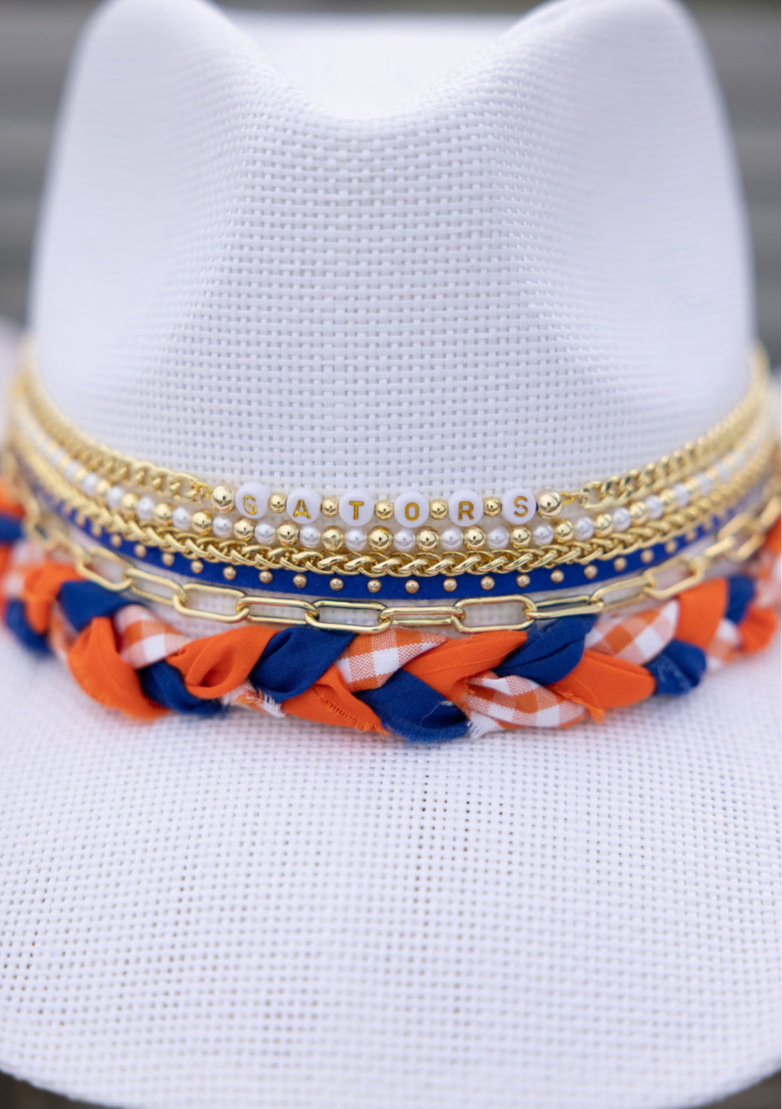 UF Cowboy hat Gators Tailgate Hat University of Florida College team Blue and Orange Shabby Chic Florida Gator bed party accessory Gators cowboy hat, college spirit hat, Florida Gators game day, UF alumni gift, orange blue cowgirl hat, Gators merch