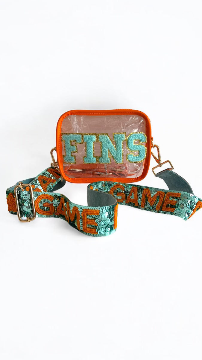 Miami Dolphins Game Day Crossbody Bag with Beaded Strap