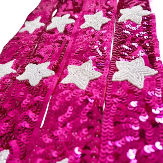 Beaded sequin purse strap by Sunkissed by Chrissy with colorful beads and intricate design, perfect for accessories or handbags.