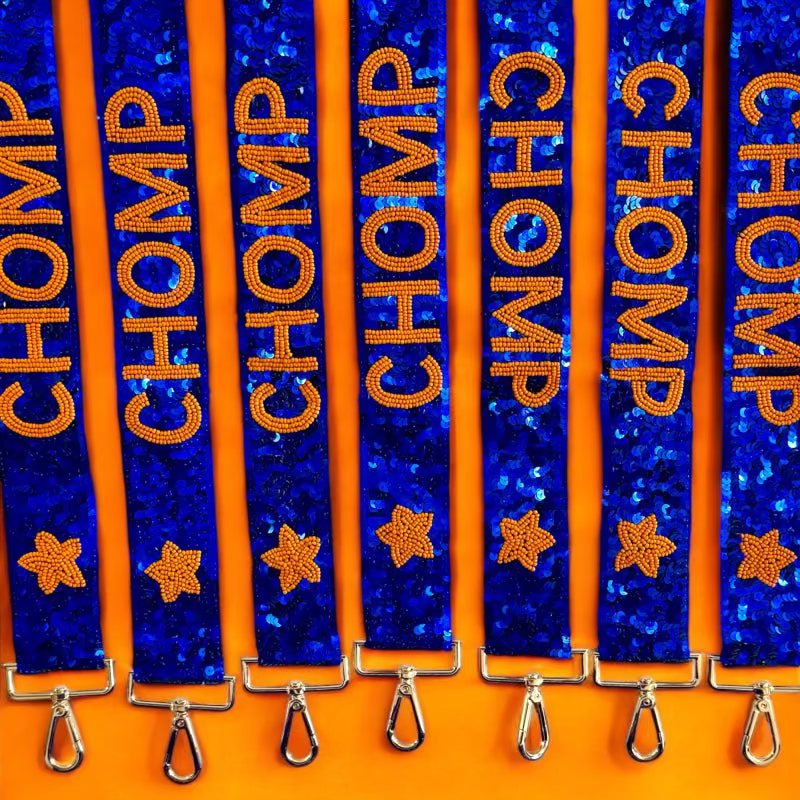 Beaded sequin purse strap by Sunkissed by Chrissy featuring colorful beads and sequins for a stylish accessory.