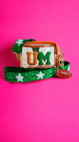 UM Game Day Crossbody Bag with Beaded Strap