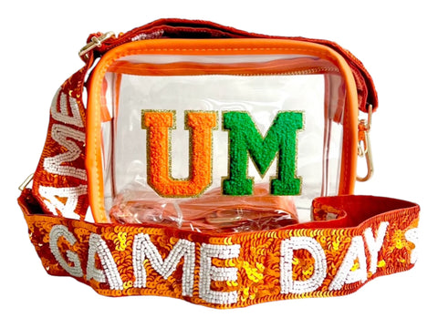 UM Game Day Crossbody Bag with Beaded Strap