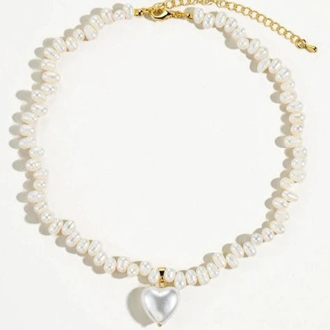 Pearl necklace Freshwater pearl necklace with Heart pearl pendant