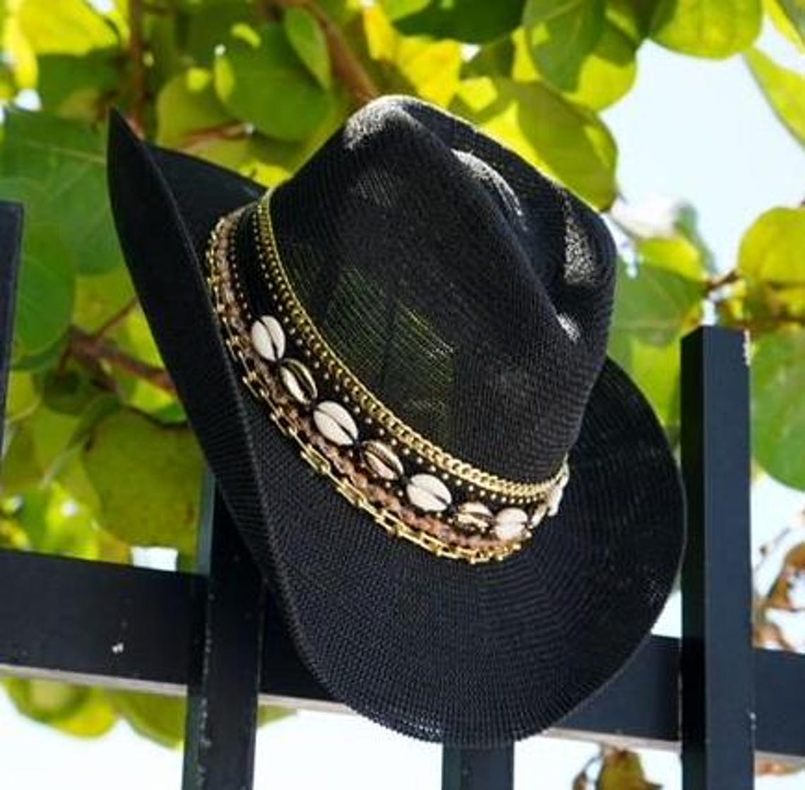 Beach Cowboy Black Cowgirl hat Custom Summer hat Coastal cowgirl Jeweled hat Personalized Embellished Vacation Resort wear Island Luxe
