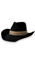 Beach Cowboy Black Cowgirl hat Custom Summer hat Coastal cowgirl Jeweled hat Personalized Embellished Vacation Resort wear Island Luxe