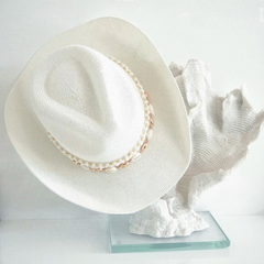 White Coastal cowgirl Custom hat Personalized Jeweled hat Beach outfit Island Luxe Bride to be hat Beach Vacation Resort wear Bachelorette