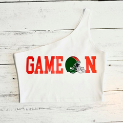 U Miami crop tops Canes crop top UM Bandeau Canes top Hurricanes crop top U Miami bandeau orange and green bandeau one shoulder crop top