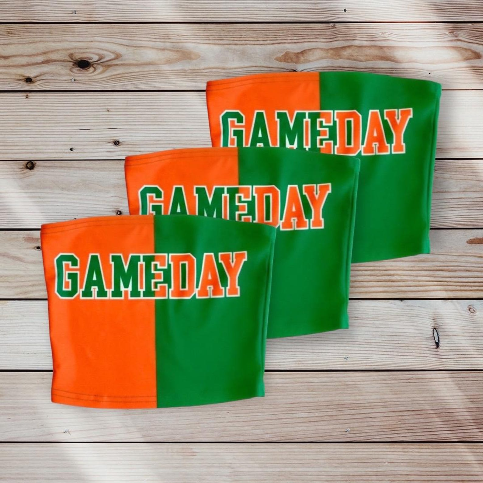 U Miami crop tops Canes crop top UM Bandeau Canes top Hurricanes crop top U Miami bandeau orange and green bandeau one shoulder crop top