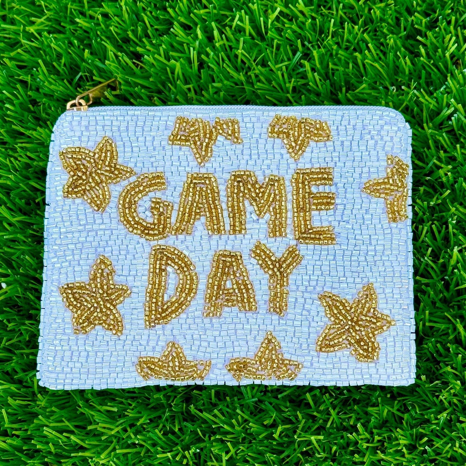 Coin purse U Miami wallet Gameday zipper wallet 305 pouch Beaded pouch Gameday essentials College gift Christmas gift Green and orange pouch