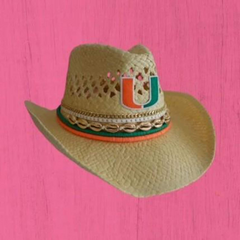 Miami cowboy hat UMiami themed tailgate hat University of Miami fan gift Hurricanes inspired cowboy hat