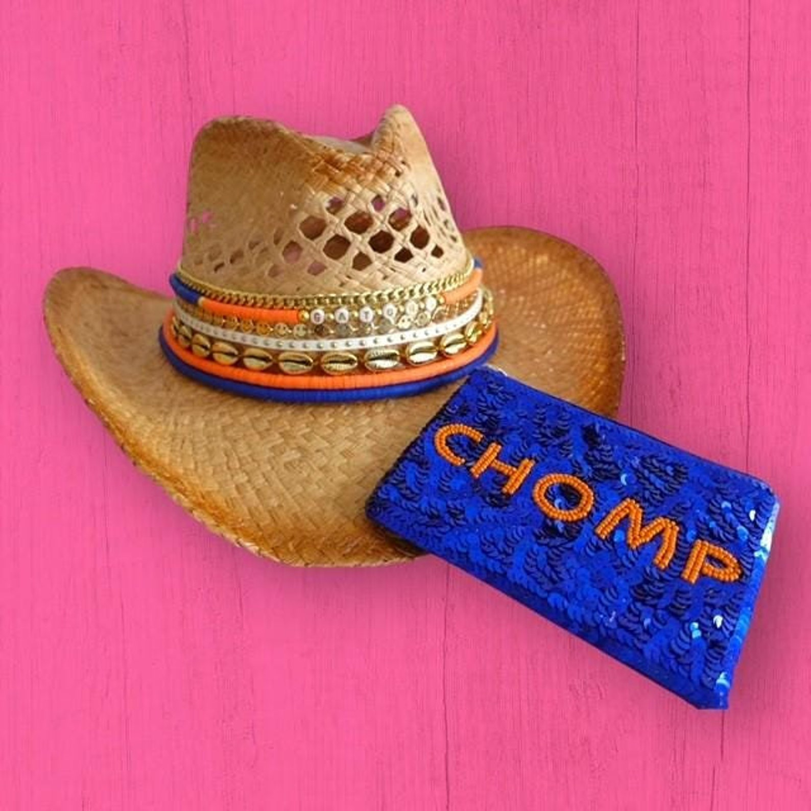Gators cowboy hat Gameday UF hat Gators UF tailgate hat University of Florida hat College team hat Blue & Orange hat Florida Gator UF gift