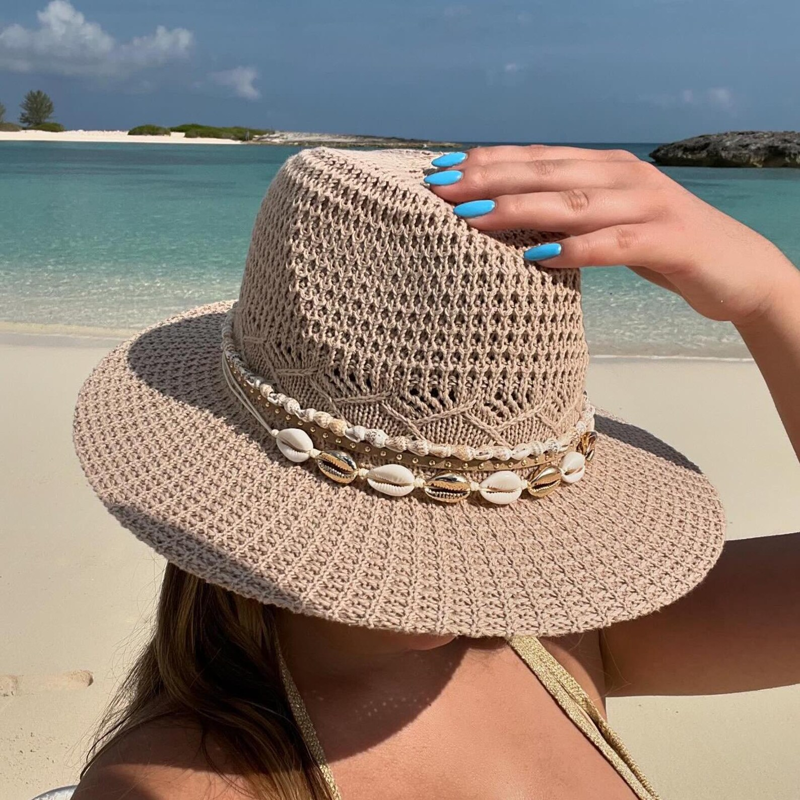 Beach Summer Fedora Panama hat Honeymoon Embellished Boho Festival Vacation Cruise Tropical Island Resort Wear Coastal Boutique Island Hat