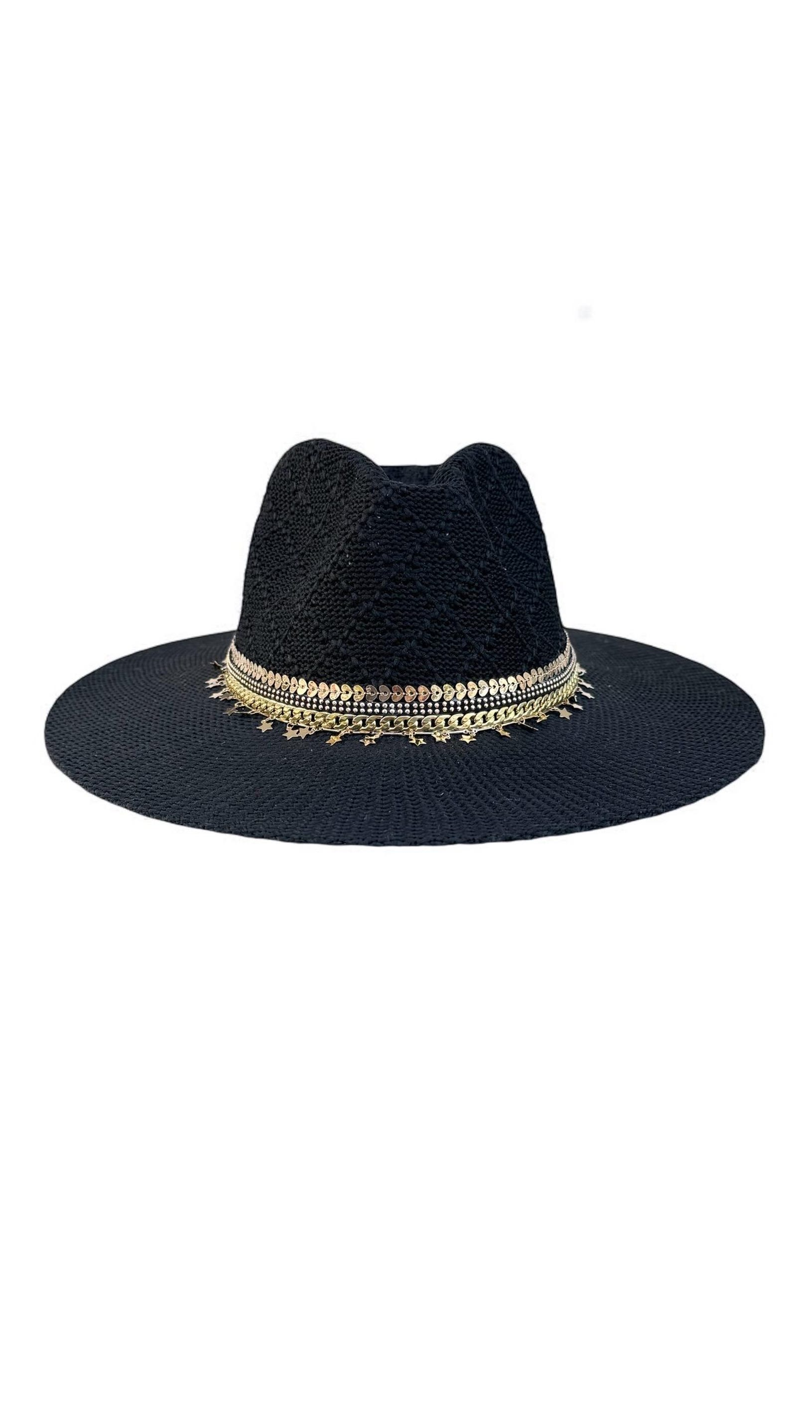 Fedora Beach hat Black Panama hat Jewled Personalized hat Embellished Boho Festival hat Resort wear Cruise hat Summer beachy Accessories