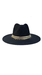 Fedora Beach hat Black Panama hat Jewled Personalized hat Embellished Boho Festival hat Resort wear Cruise hat Summer beachy Accessories