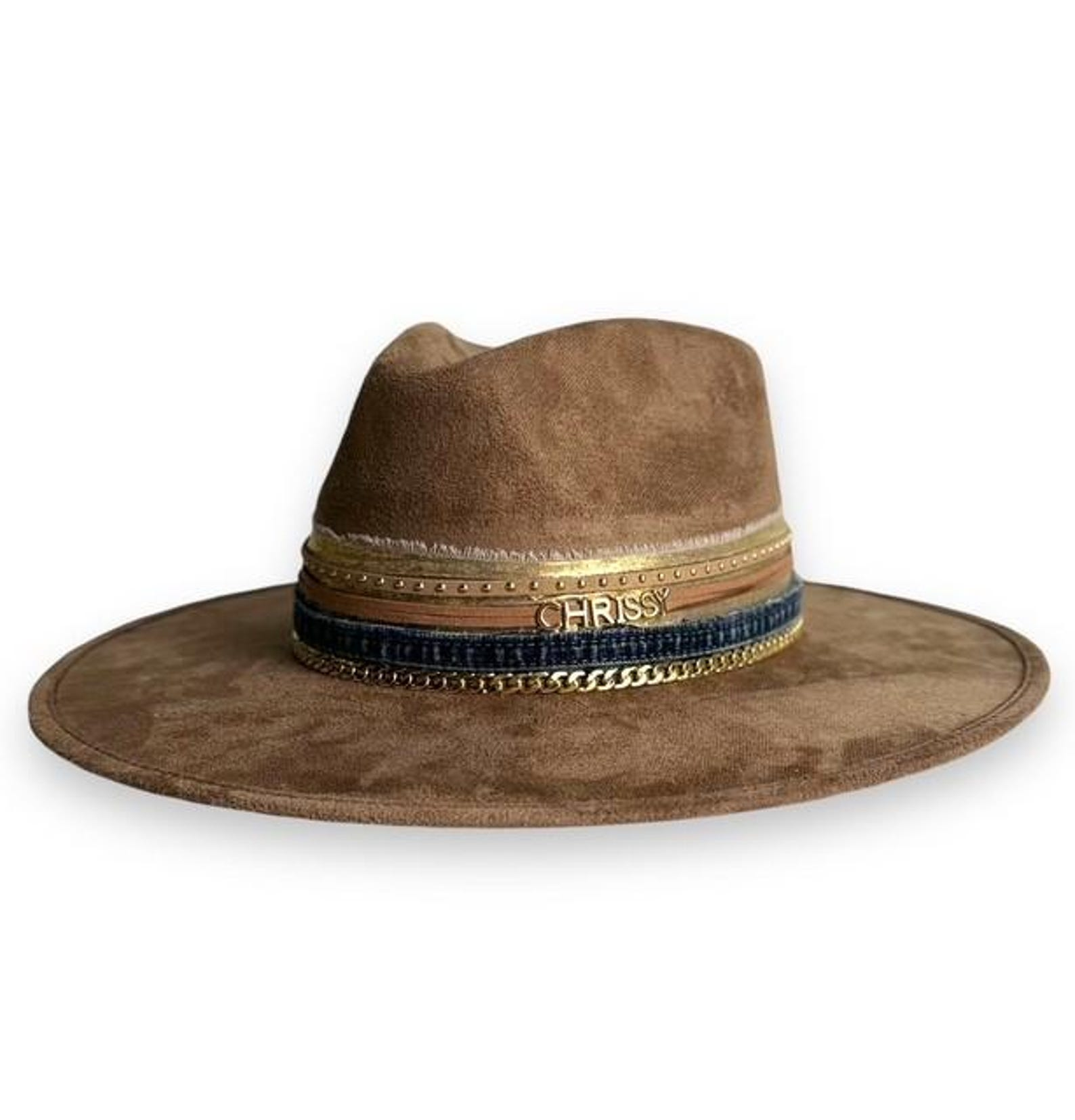 Custom western chic fedora Wide Brim Hat Luxury Fashion rancher hat Personalized Custom Gift Festival hat Elegant Boho Style Accessory denim