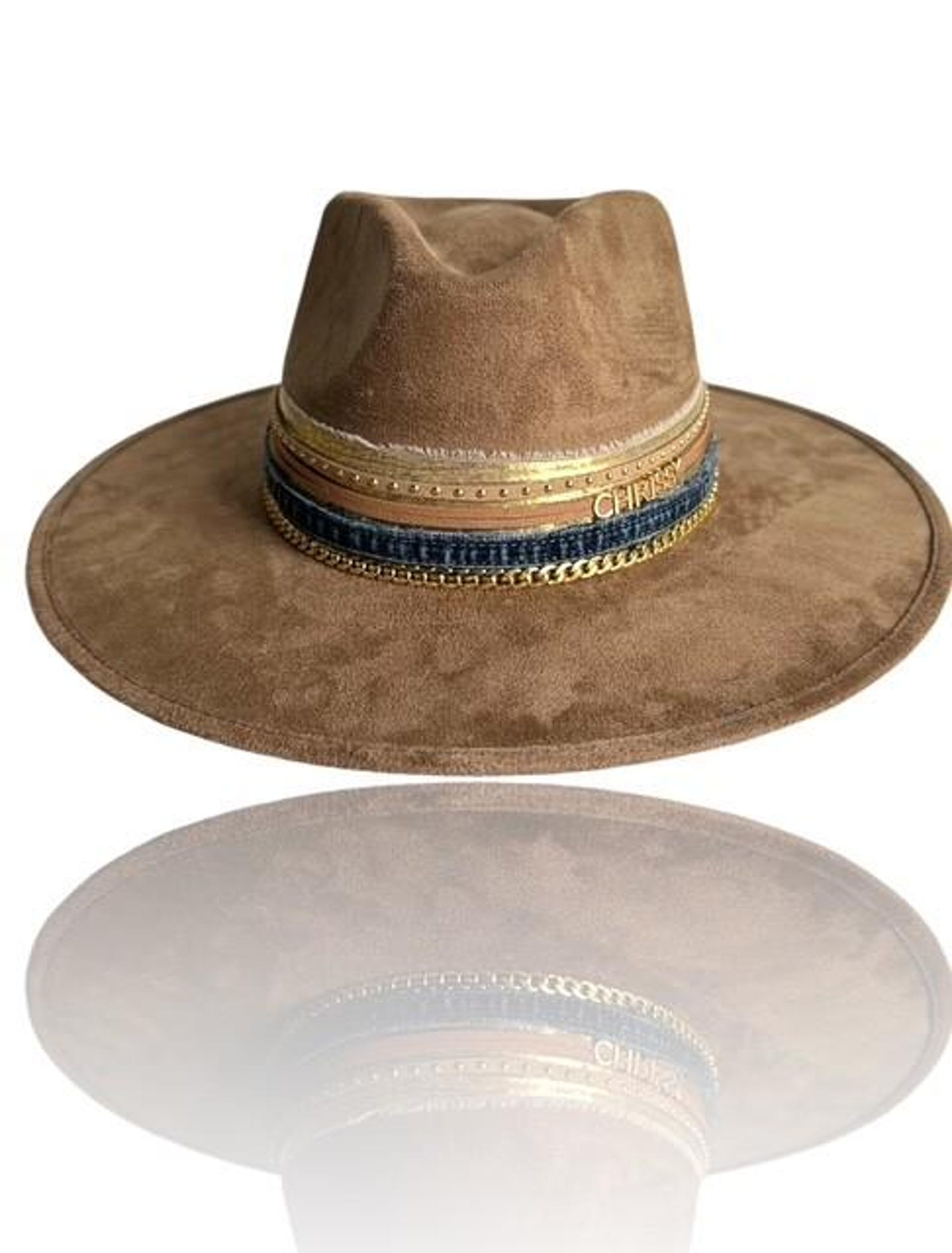 Custom western chic fedora Wide Brim Hat Luxury Fashion rancher hat Personalized Custom Gift Festival hat Elegant Boho Style Accessory denim