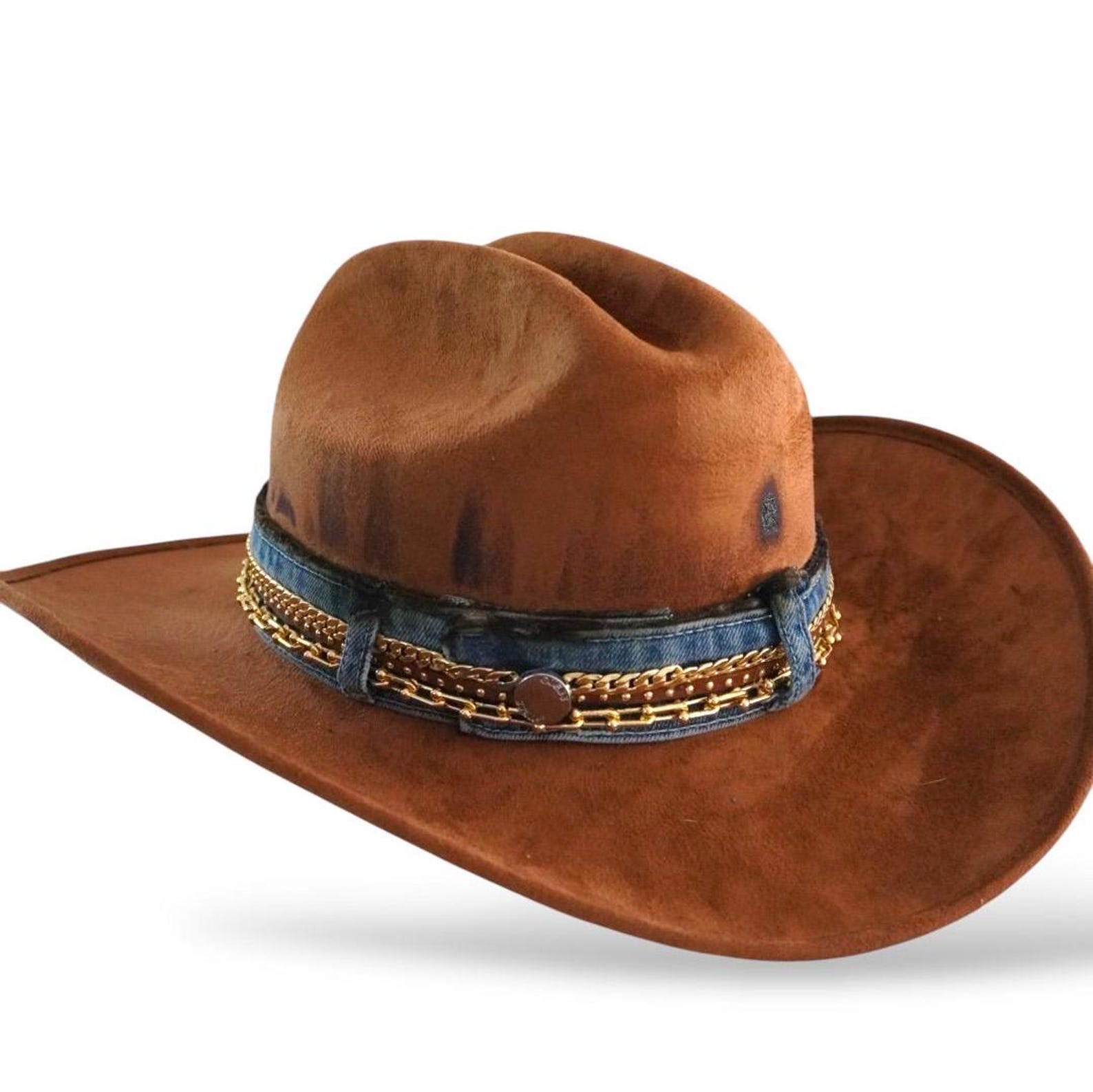 Cowboy Hat Western Glam cowgirl MAGA Trump gift Country music Rodeo hat Fashion statement hat Republican gift Custom Cowboy hat Burnt cowboy