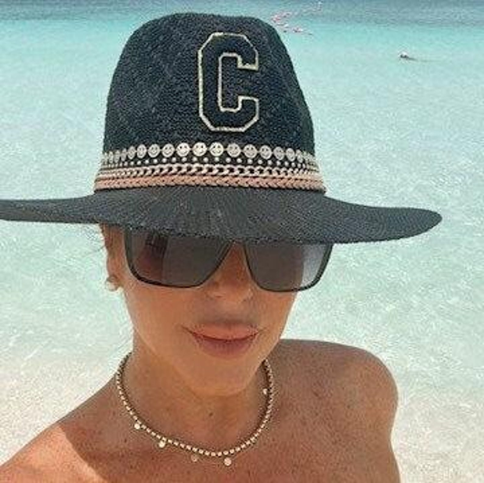 Fedora Beach hat Black Panama hat Jewled Personalized hat Embellished Boho Festival hat Resort wear Cruise hat Summer beachy Accessories