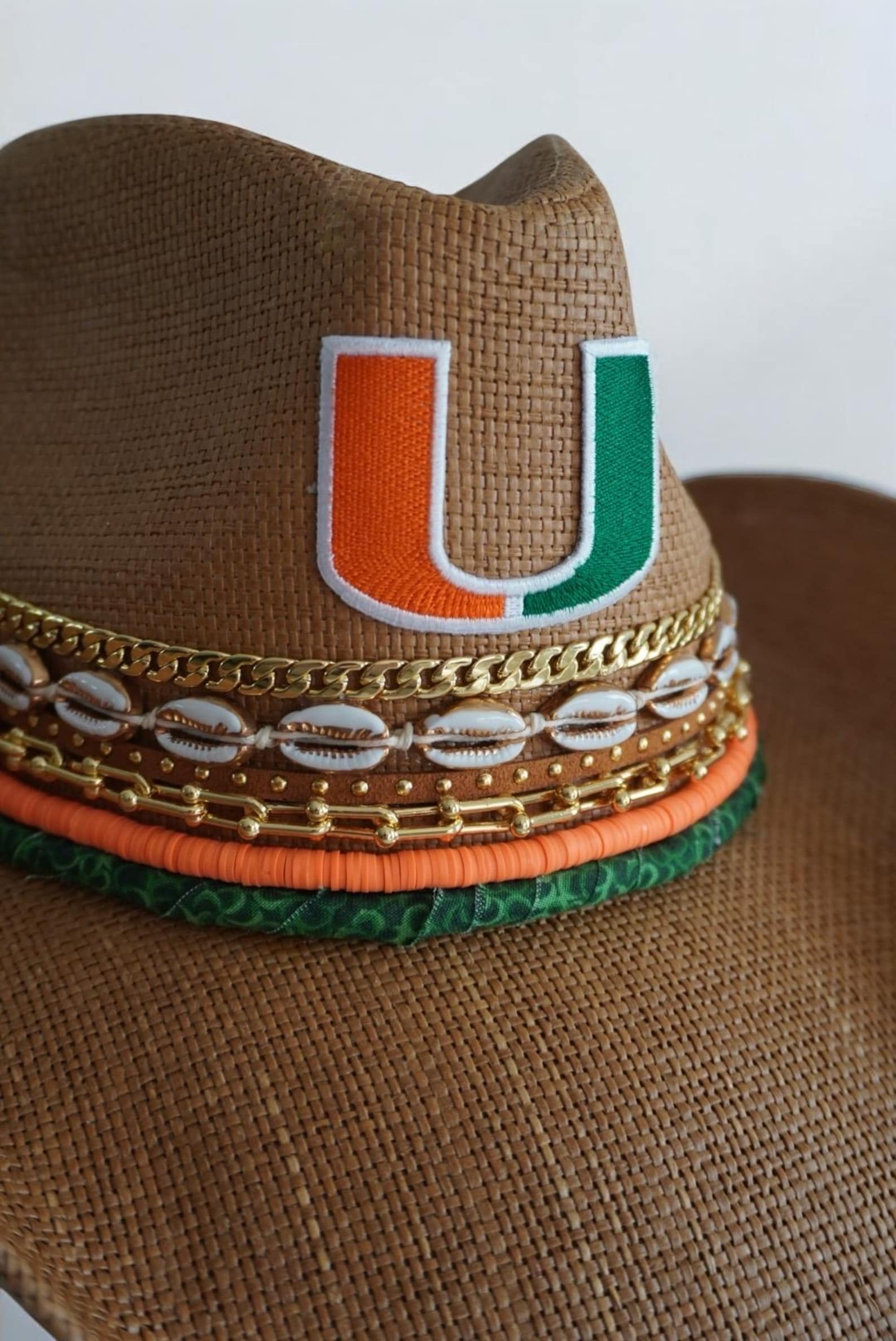 Miami cowboy hat UMiami themed tailgate hat University of Miami fan gift Hurricanes inspired cowboy hat