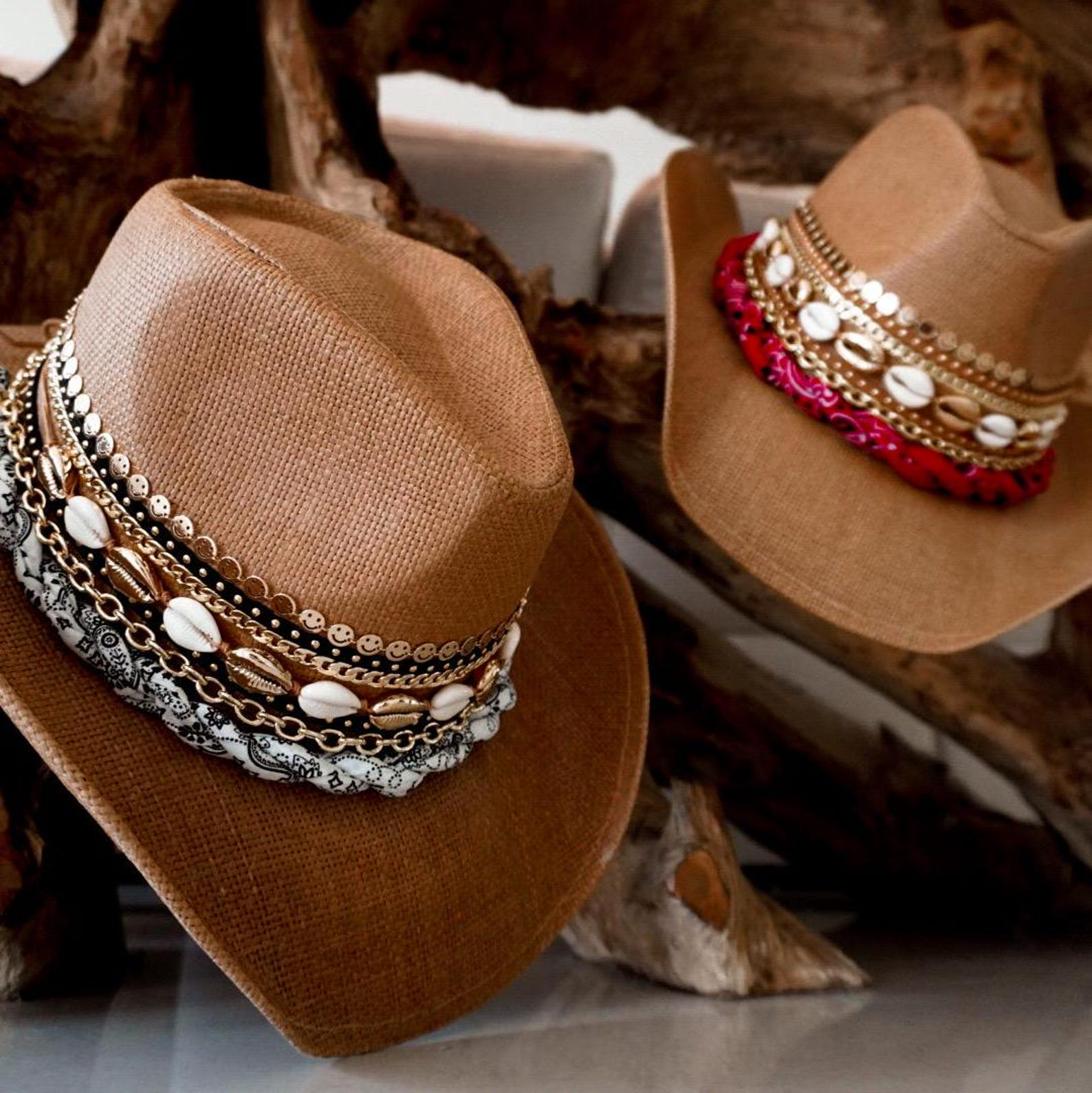 Coastal Cowgirl Beach Cowboy Hat Western Fashion Country Concert Festival Beach Outfit Jeweled bandana hat Embellished hat Bachelorette