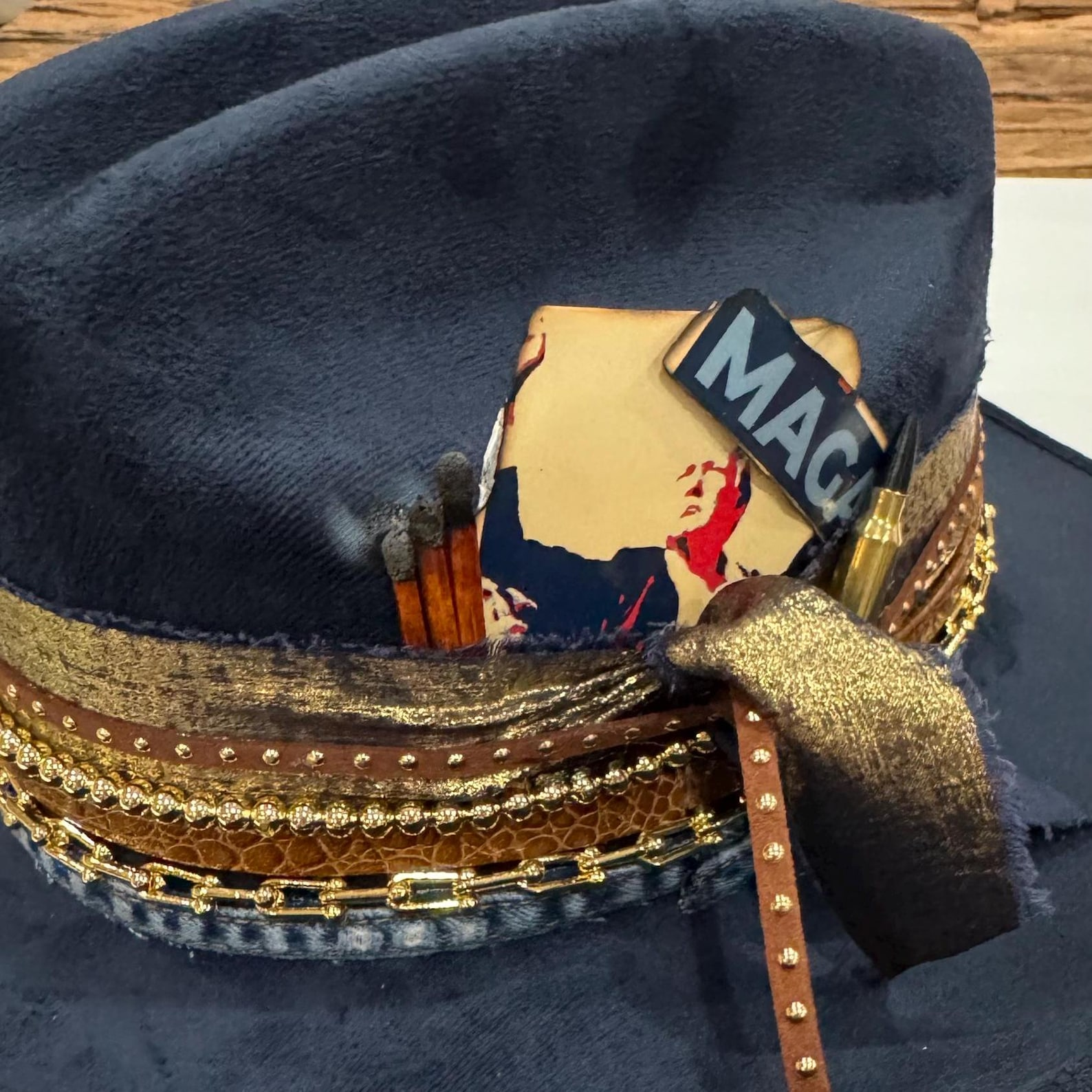 Cowboy hat Maga Trump Hat Custom Country music Rodeo hat Fashion statement hat Republican gift Western Cowgirl hat Trump Card hat Fire burnt